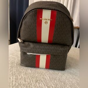 Michael Kors Brown and Red Backpack